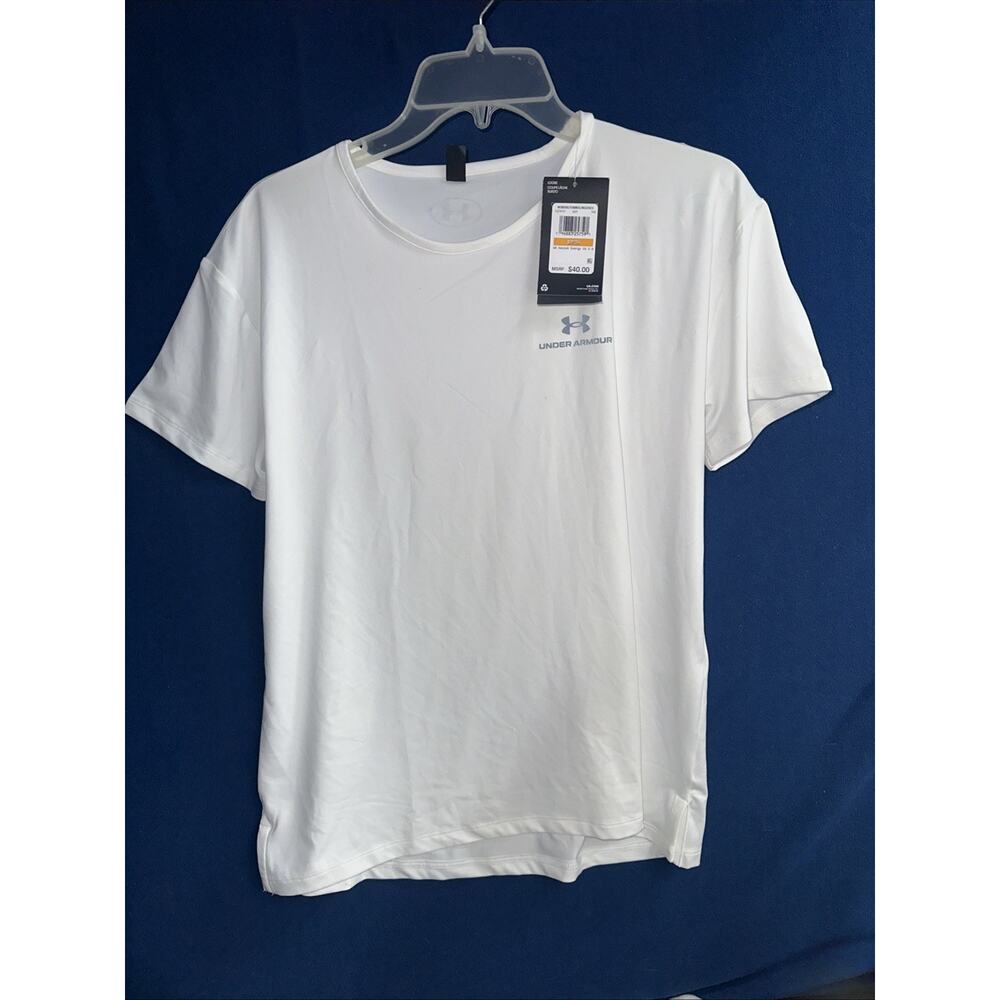 Women's Size Small Under Armour Rush Energy 2.0 Loose Fit T-shirt In White-NWT
